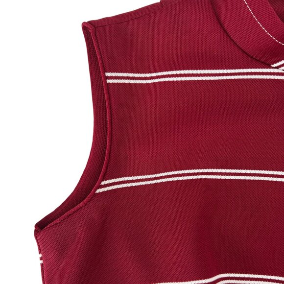Verona Knits Vintage Sleeveless Burgundy & White Striped Mod Dress (S) - Picture 11 of 16